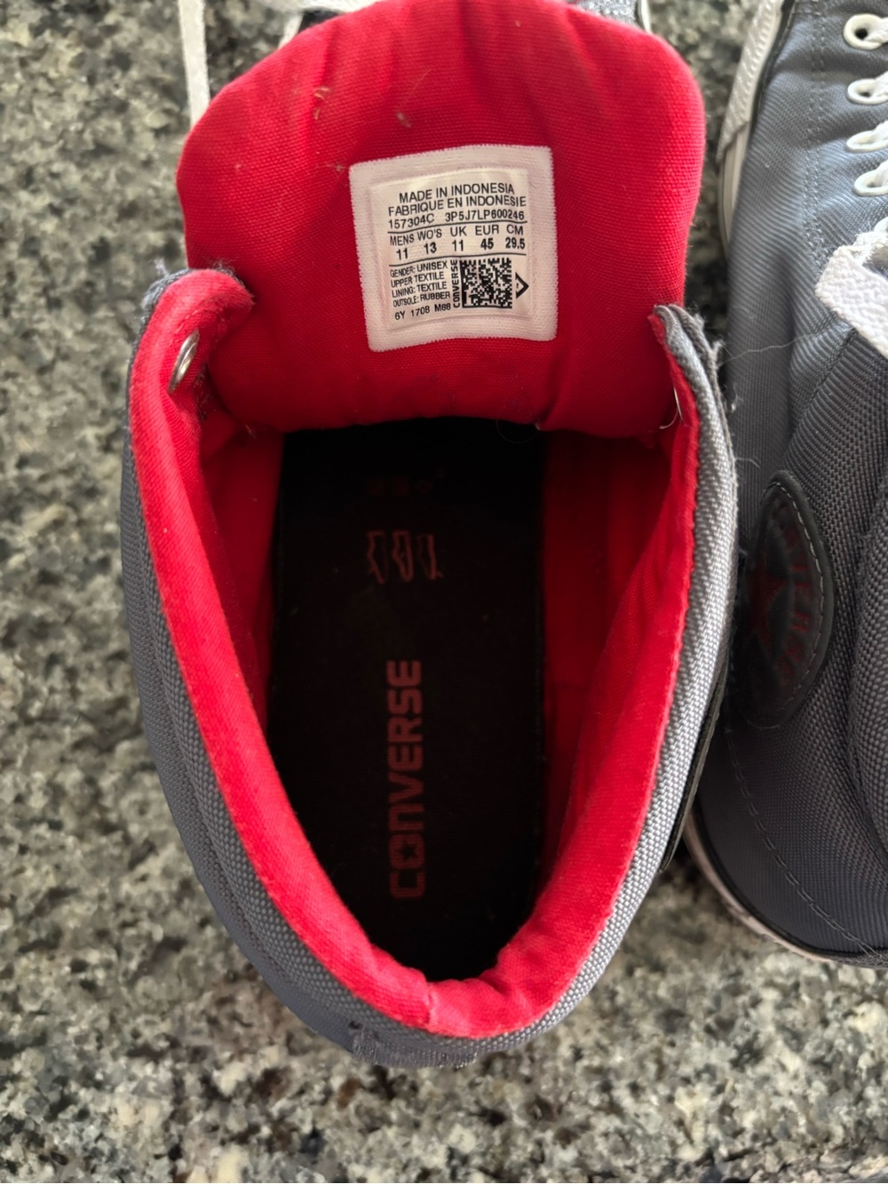 Converse All Star Men's Gray High-Top Sneakers with Red Lining - Picture 2 of 5